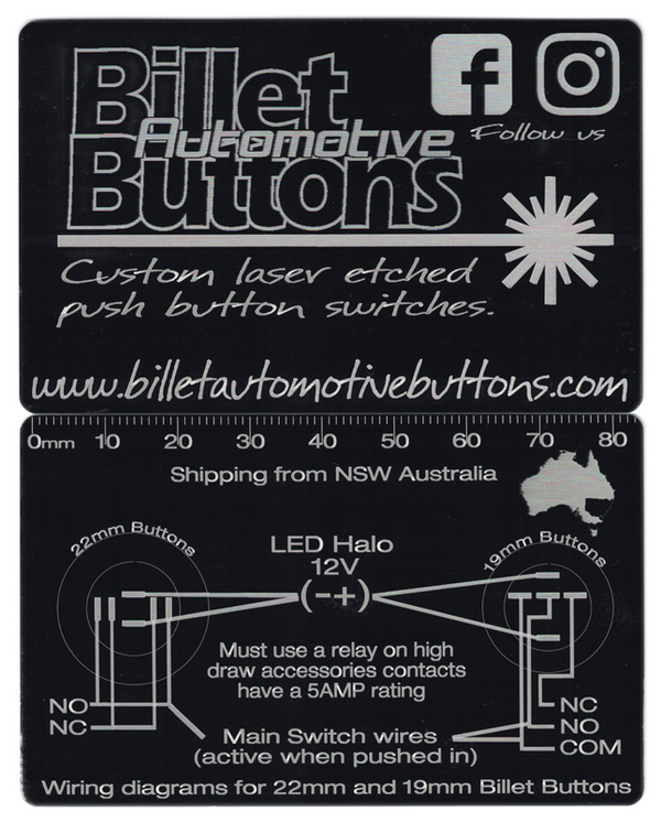 Billet Button 19mm and 22mm wiring diagrams