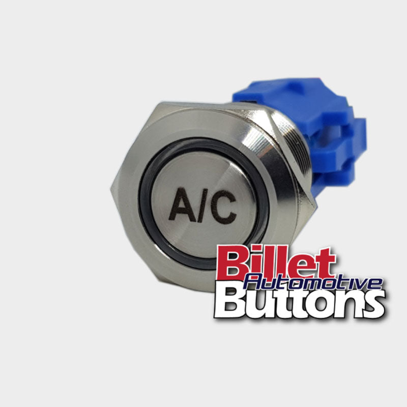 19mm 'A/C' Billet Push Button Switch Air conditioning Aircon air