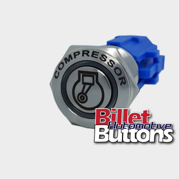 19mm FEATURED 'COMPRESSOR SYMBOL' Billet Push Button Switch Air Comp