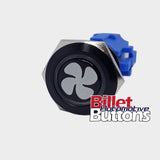 19mm 'FAN SYMBOL' Billet Push Button Switch Thermo Trans Oil Cooler Fan Etc