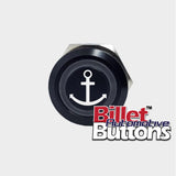 22mm 'ANCHOR SYMBOL' Billet Push Button Switch Marine