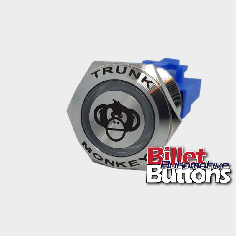 22mm Billet button trunk monkey symbol custom etched suburban ad