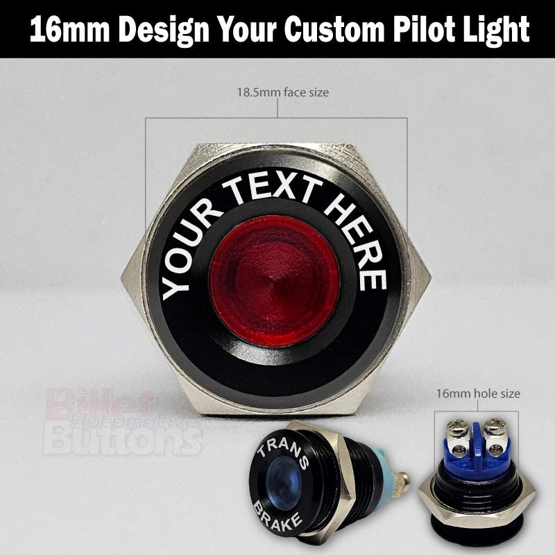 16mm 'CUSTOM LASER ETCHING' LED Pilot / Warning Dash Light Small Compact 12V