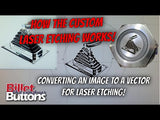 19mm 'CUSTOM LASER ETCHING' Design Your Own Billet Push Button Switch Text Logo Symbol