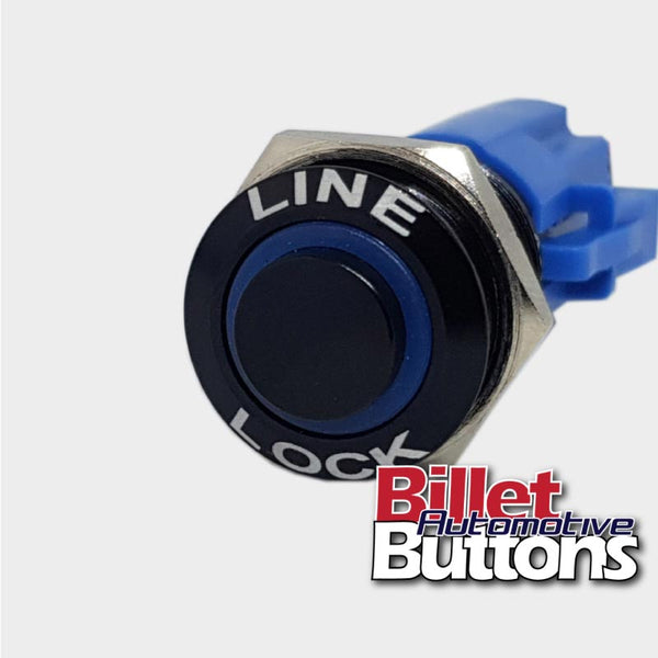 16mm 'LINE LOCK' Push Button Switch Raised Top LED Small