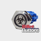 19mm 'BIO HAZARD SYMBOL' Billet Push Button Switch Biohazard