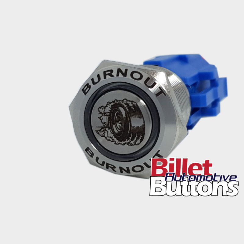 19mm FEATURED 'BURNOUT TYRE' Billet Push Button Switch Line Lock Tire etc