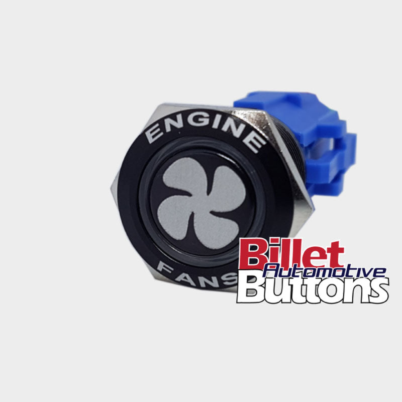 Single Fan Button 19mm FEATURED 'FAN SYMBOL' Billet Push Button Switch Thermo Engine Fan ...