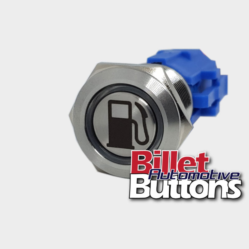 19mm 'FUEL BOWSER SYMBOL' Billet Push Button Switch Fuel Pump