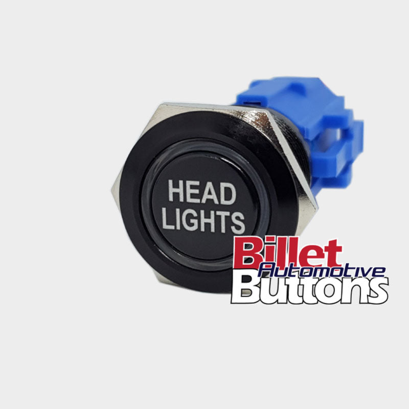 Headlights Button 19mm 'HEADLIGHTS' Billet Push Button Switch Head Lights Headlight ...
