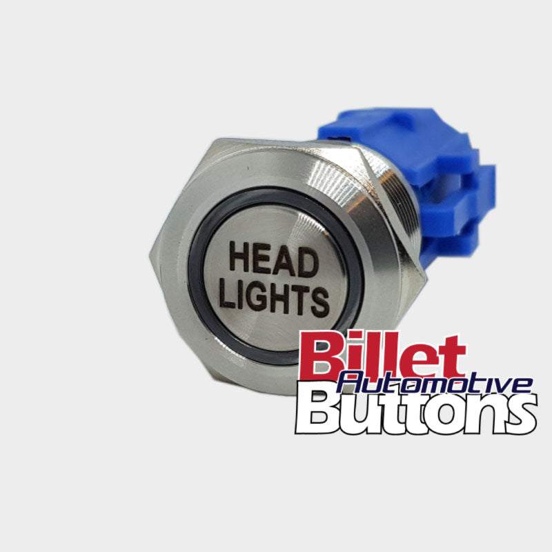 19mm 'HEADLIGHTS' Billet Push Button Switch Head Lights Headlight ...