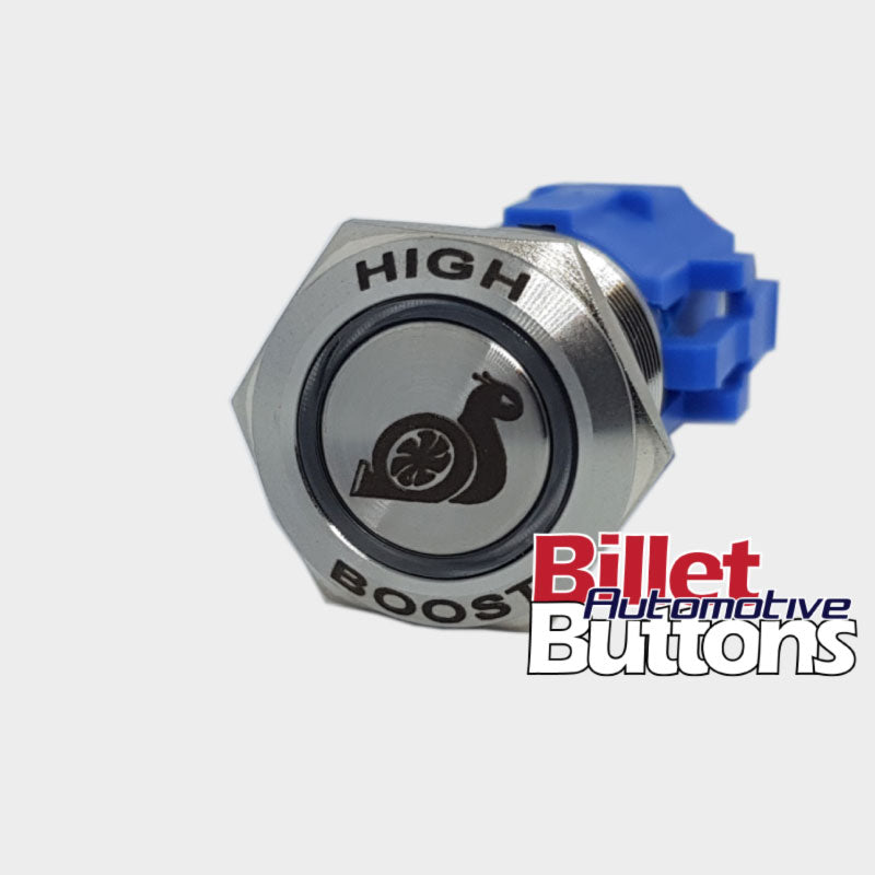 19mm FEATURED 'HIGH BOOST SNAIL SYMBOL' Billet Push Button Switch Boost Controller Turbo etc