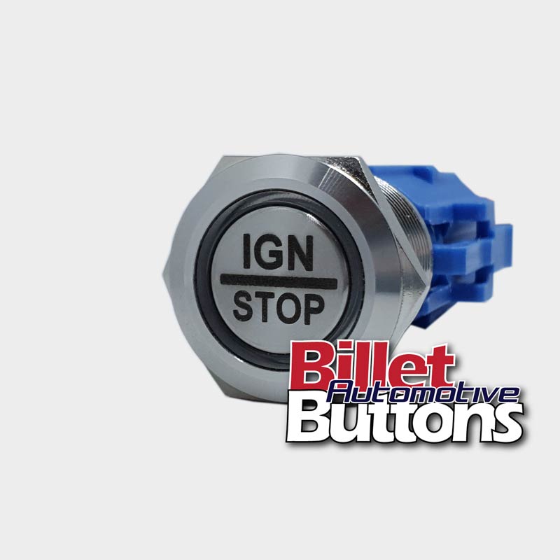 19mm 'IGN/STOP' Billet Push Button Switch Ignition