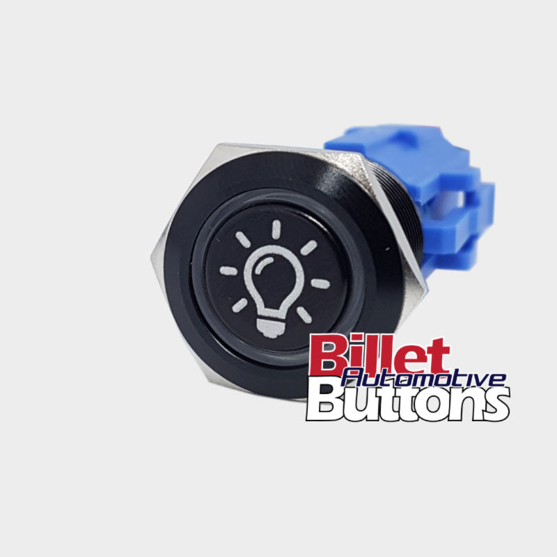 19mm 'LIGHT BULB SYMBOL' Billet Push Button Switch Dome Interior Light etc