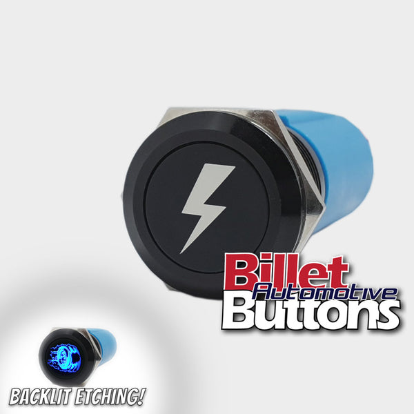 19mm 'LIGHTNING SYMBOL' Billet Push Button Switch Bolt Power