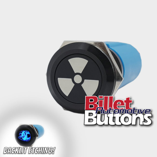 19mm 'NUCLEAR SYMBOL' Billet Push Button Switch Radiation Radioactive