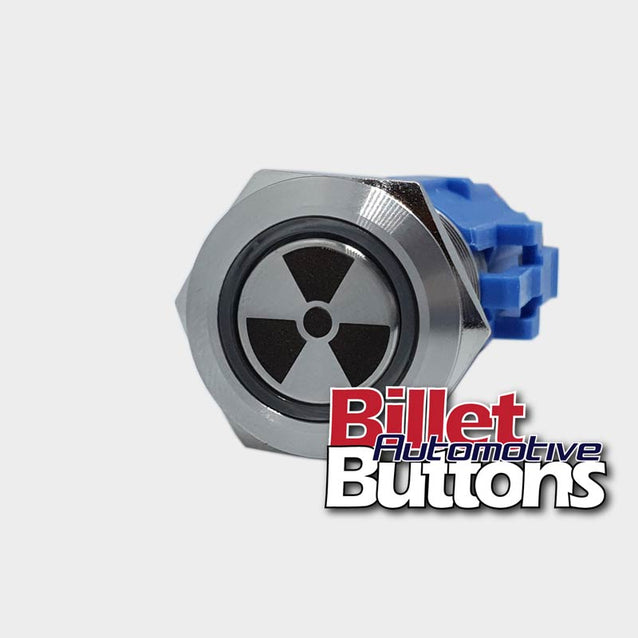 19mm 'NUCLEAR SYMBOL' Billet Push Button Switch Radiation Radioactive