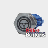 19mm 'STEERING WHEEL SYMBOL' Billet Push Button Switch Power Steer Astra Pump