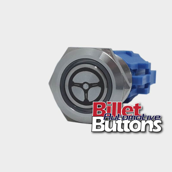 19mm 'STEERING WHEEL SYMBOL' Billet Push Button Switch Power Steer Astra Pump