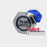 19mm 'REAR LIGHTS' Billet Push Button Switch