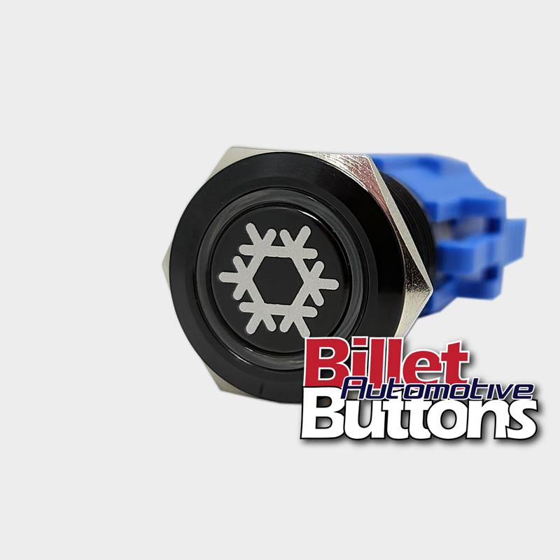 19mm 'SNOWFLAKE SYMBOL' Billet Push Button Switch Aircon AC Air Conditioning