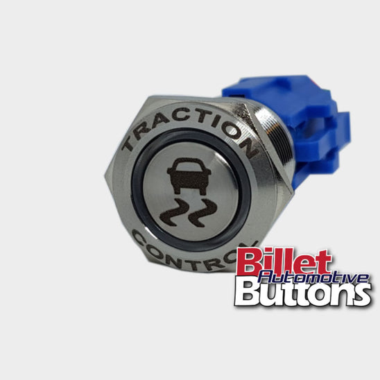19mm FEATURED 'TRACTION CONTROL SYMBOL' Billet Push Button Switch Skid
