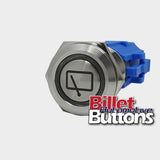 19mm 'REAR WIPERS SYMBOL' Billet Push Button Switch