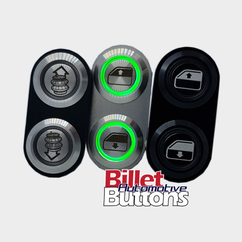 Billet Button 2 hole laser cut aluminium panel for power windows etc
