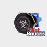 22mm 'BIO HAZARD SYMBOL' Billet Push Button Switch Biohazard