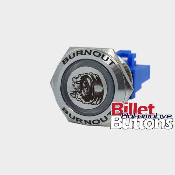 22mm FEATURED 'BURNOUT TYRE' Billet Push Button Switch Line Lock Tire etc
