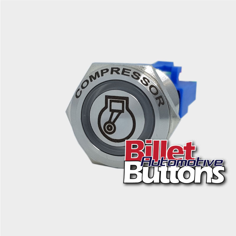 22mm FEATURED 'COMPRESSOR SYMBOL' Billet Push Button Switch Air Comp