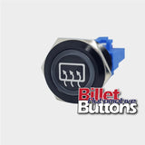 22mm 'DEMIST REAR SYMBOL' Billet Push Button Switch
