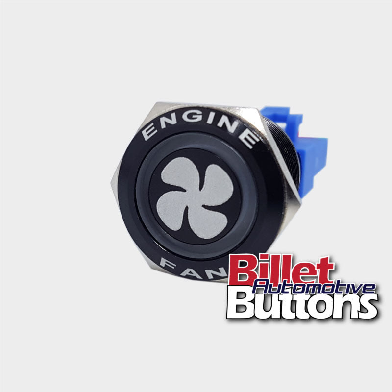22mm FEATURED 'FAN SYMBOL' Billet Push Button Switch Engine Fans Fan