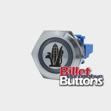 22mm 'FUEL BOWSER E85 SYMBOL' Billet Push Button Switch Fuel Pump Corn