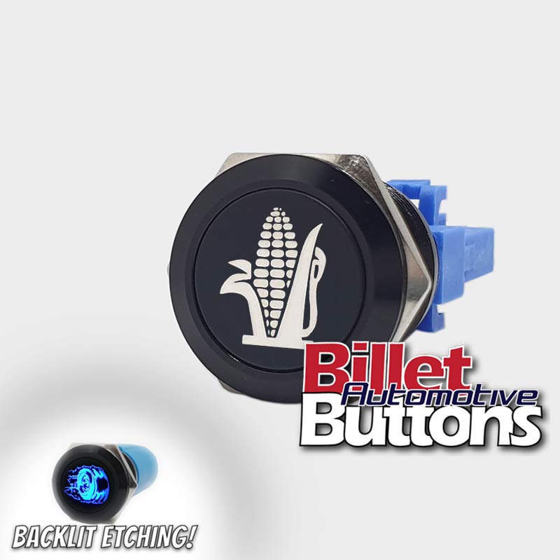 22mm 'FUEL BOWSER E85 SYMBOL' Billet Push Button Switch Fuel Pump Corn