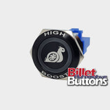 22mm FEATURED 'HIGH BOOST SNAIL SYMBOL' Billet Push Button Switch Boost Controller Turbo etc