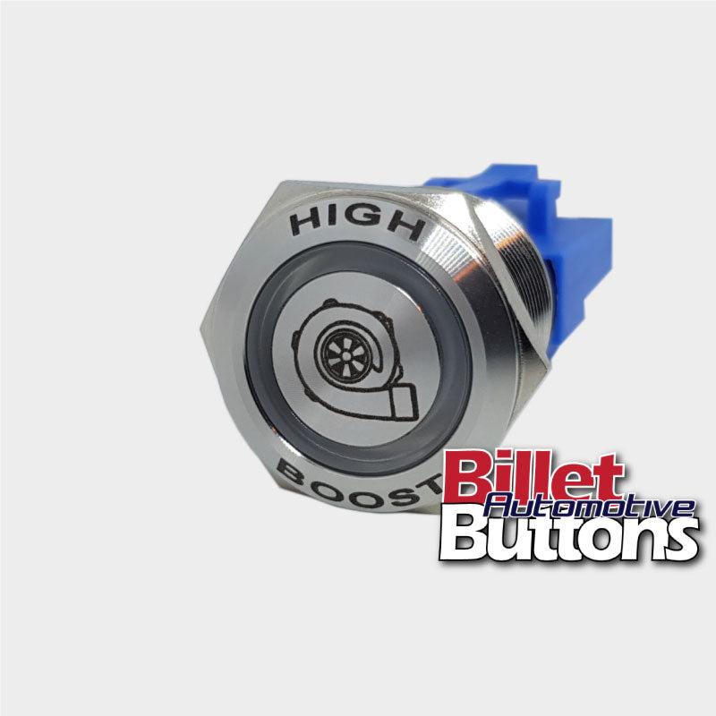 22mm FEATURED 'TURBO SYMBOL' Billet Push Button Switch High Boost