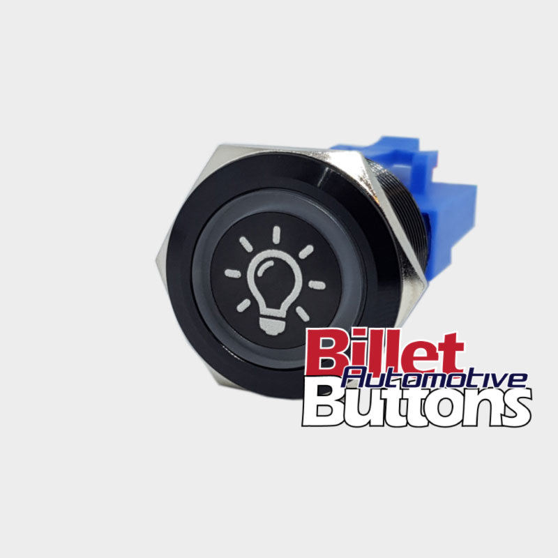 22mm 'LIGHT BULB SYMBOL' Billet Push Button Switch Interior Light