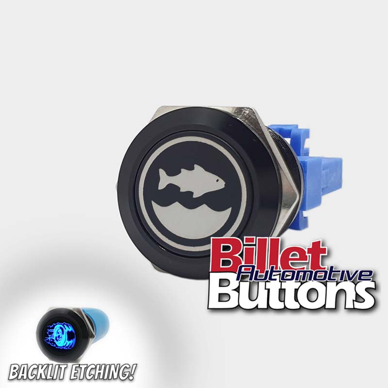 22mm 'BAIT TANK SYMBOL' Billet Push Button Switch Marine Live Well Fis