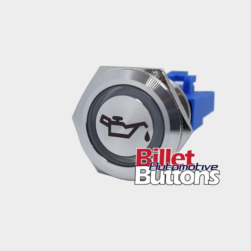 22mm 'OIL CAN SYMBOL' Billet Push Button Switch Light Catch