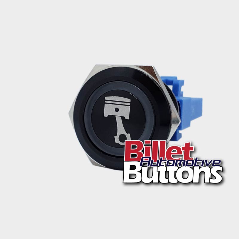 22mm 'PISTON SYMBOL' Billet Push Button Switch Engine Start etc