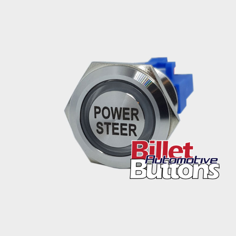 22mm 'POWER STEER' Billet Push Button Switch Steering