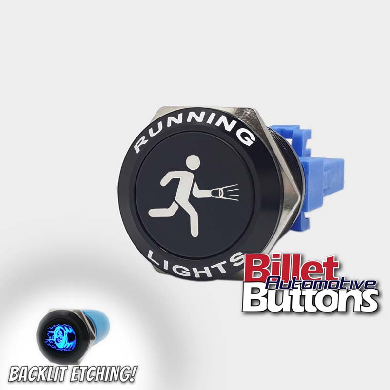 Running Man Button 22mm FEATURED 'RUNNING MAN SYMBOL' Billet Push Button Switch Lights
