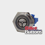 22mm 'STEERING WHEEL SYMBOL' Billet Push Button Switch Power Steer Astra Pump
