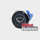 22mm 'WIPERS SYMBOL' Billet Push Button Switch Windscreen Window Wiper