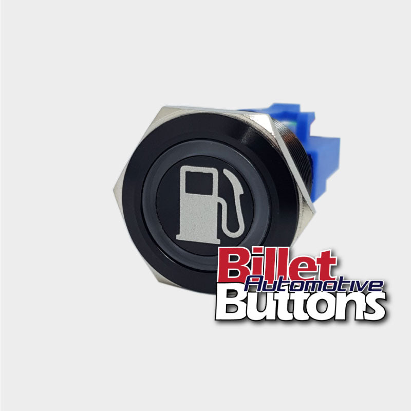 22mm 'FUEL BOWSER SYMBOL' Billet Push Button Switch Fuel Pump