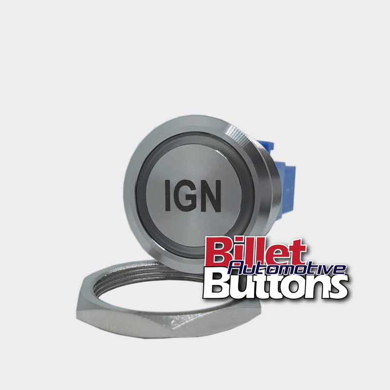 28mm 'IGN' Billet Push Button Switch Ignition