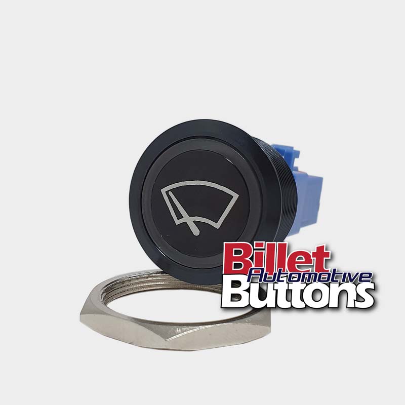 28mm 'WIPERS SYMBOL' Billet Push Button Switch Windscreen Windshield Window etc