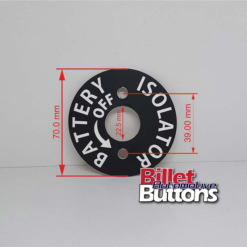 Battery Isolator Label Laser Etched Panel Disc 3M adhesive for car disconnect master switch key