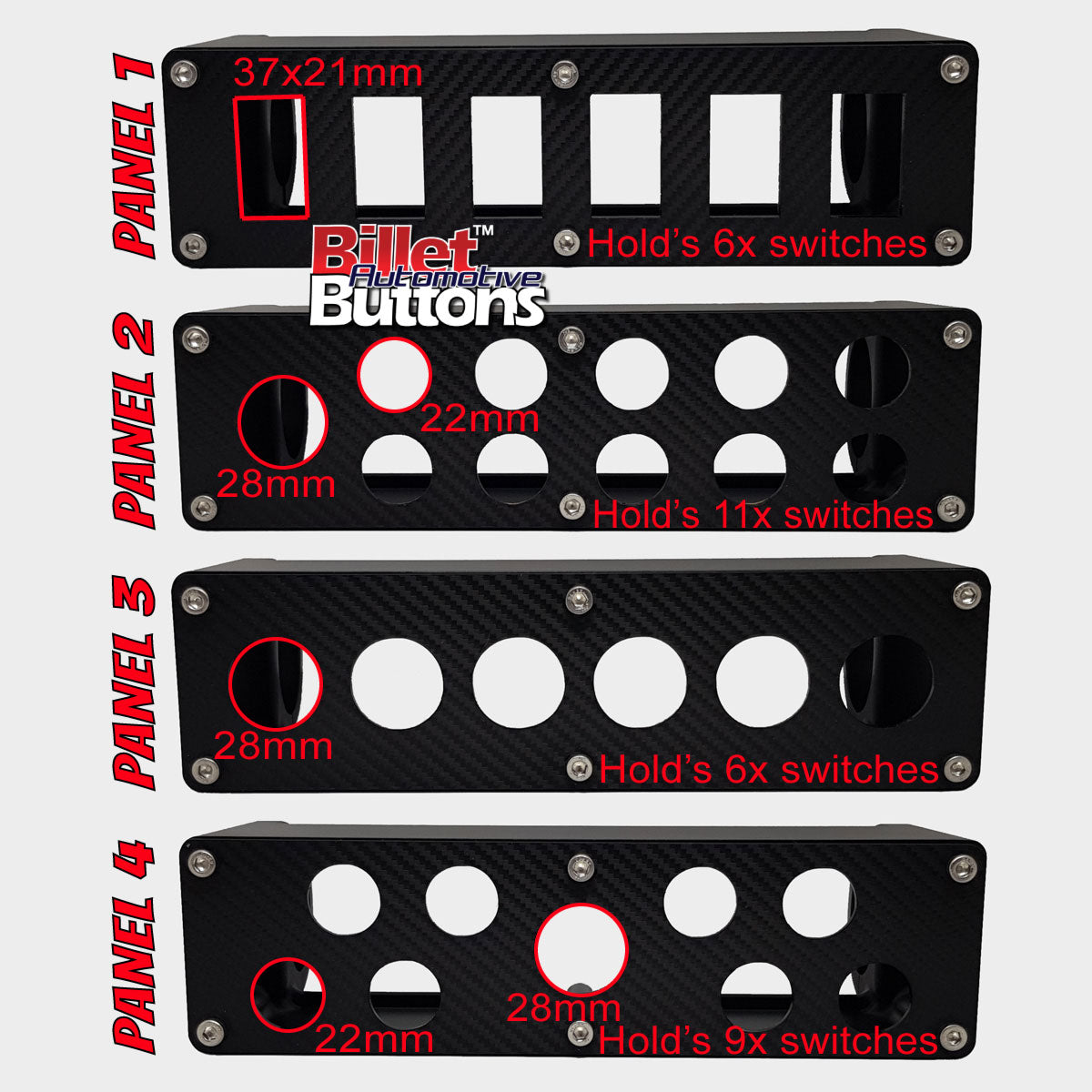 Billet Roll Cage / Bar Mounted Switch Panel Box kit for Billet Buttons ...